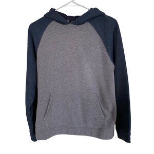 Youth Tek Gear boys XL 18/20 gray and blue pullover hoodie kangaroo pockets
